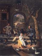 Jan Steen The Poultry yard,Probably a Portrait of Sernardina Margriet van Raesfelt Before Lokborst Caslt near Warmond USA oil painting reproduction